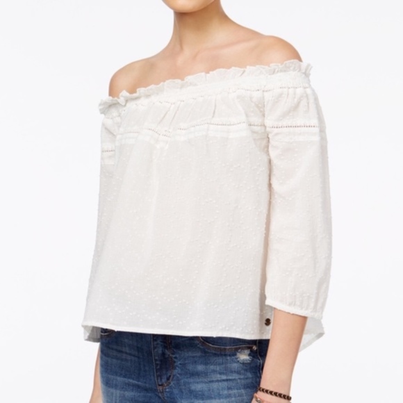 Roxy Tops - Roxy Off The Shoulder Textured White Blouse